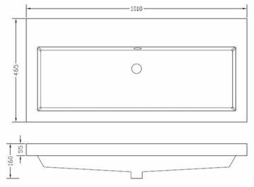 Wiesbaden Vision kunstmarmer wastafel zonder kraangat 100x46, Ophalen of Verzenden, Nieuw