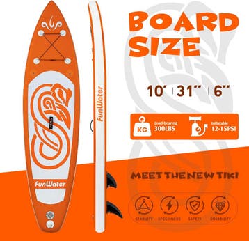 Sup Board - Opblaasbaar Paddle Board - 136 kg - Oranje/Wit -, Verzenden, Zo goed als nieuw