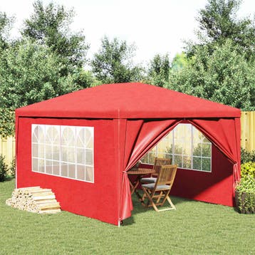 vidaXL Partytent 400 x 300 x 255 cm Rood PE en staal, Verzenden, Nieuw, Partytent