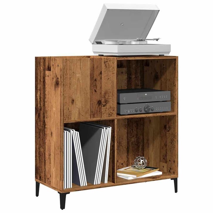 vidaXL Platenkast 84,5x38x89 cm bewerkt hout oud houtkleurig, Huis en Inrichting, Kasten | Overige, Nieuw, Verzenden