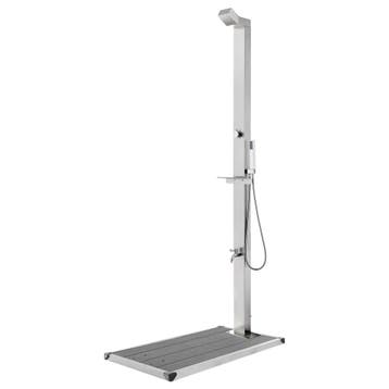vidaXL Buitendouche met grijze basis 225 cm roestvrij staal, Verzenden, Nieuw