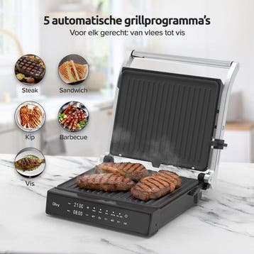 Olvy Contactgrill XL - Uitneembare PFAS-vrije platen - 180º, Verzenden, Zo goed als nieuw