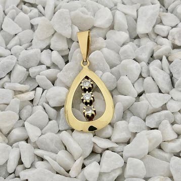 Gouden hanger met diamanten; 0,30 ct. (Hanger of bedel), Sieraden, Tassen en Uiterlijk, Bedels, Ophalen of Verzenden, Gebruikt