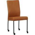 Leren eetkamerstoel Comfort met wieltjes - Rancho Cognac, Ophalen of Verzenden, Nieuw, Leer, Modern