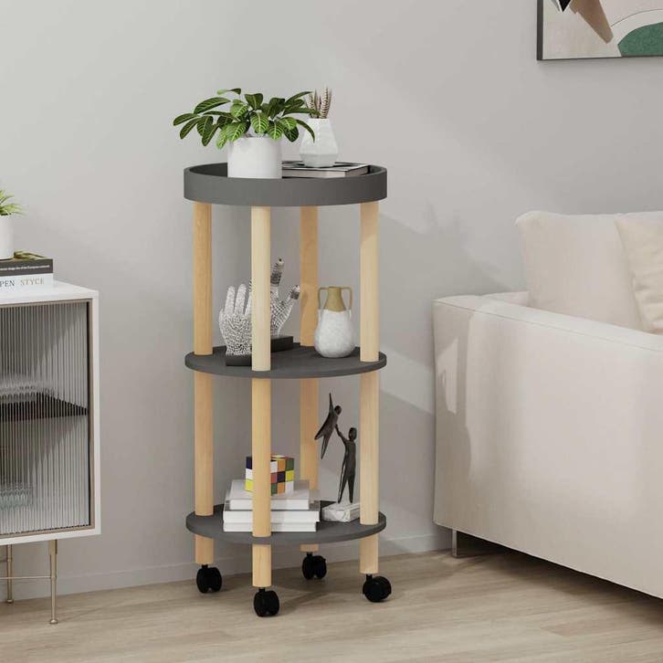 vidaXL Trolley 38x38x82cm bewerkt hout en massief grenenhout, Huis en Inrichting, Keuken | Keukenbenodigdheden, Nieuw, Verzenden