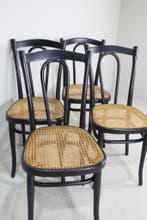 4x antieke Thonet bistrostoel No.56 jaren 20/30 zwart, Antiek, Riet of Rotan, Gebruikt, Zwart