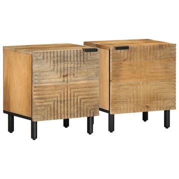 vidaXL Nachtkastjes 2 st 40x33x46 cm massief mangohout bruin, Verzenden, Nieuw, Hout