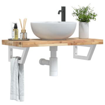 vidaXL Badkamer wandschap staal en massief acaciahout, Verzenden, Nieuw