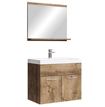Badkamermeubel Montreal Set 02 60 x 35 cm Bruin Eiken, Verzenden, Nieuw, Wastafelkast