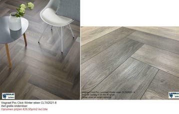 Visgraat Pvc Click 3 X Kleur 6mm met integreerde ondervloer, 75 m² of meer, Grijs, Visgraat Pvc click met integreerde ondervloer
