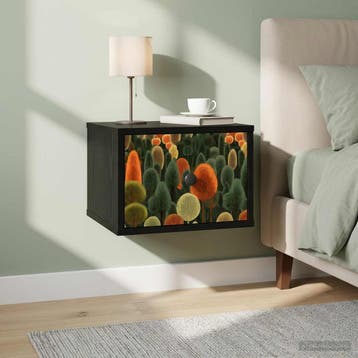 vidaXL Wandkastje ZAANDAM Zwart eiken 36 x 33 x 25 cm, Huis en Inrichting, Slaapkamer | Nachtkastjes, Minder dan 45 cm, Verzenden