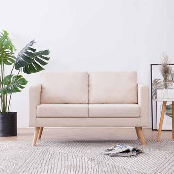 vidaXL Tweezitsbank stof crème, Huis en Inrichting, Verzenden, Minder dan 150 cm, Stof, Nieuw