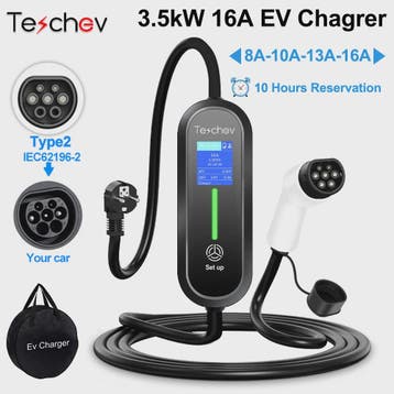 Draagbare EV Charger 16A Type 2 met Schuko Stekker - Laadkab, Verzenden, Nieuw