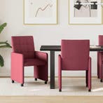 vidaXL Eetkamerstoelen met Wieltjes 2 pcs Wijnrood 58 x 65 x, Huis en Inrichting, Stoelen, Verzenden, Nieuw, Rood