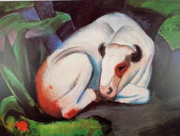 Franz Marc (1880-1916) - Bull, 1911 Stier - Artprint - 60 x, Antiek en Kunst, Kunst | Designobjecten