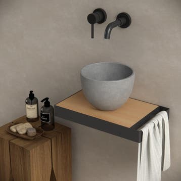 Toiletmeubel frame zwart plateau eiken voor waskom met, Verzenden, Nieuw