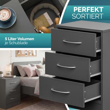 Nachtkastje Eloise 2 Stuks Antraciet 54x39x28cm (Slaapkamer), Verzenden, Nieuw