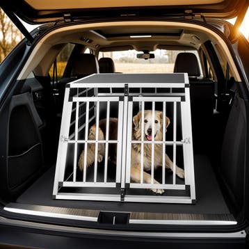 Hondentransportbench dubbel met een rechte achterwand, Dieren en Toebehoren, Hondenhokken, Verzenden, Nieuw