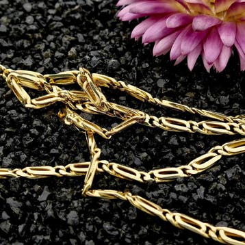 Gouden valkenoog schakelketting, Sieraden, Tassen en Uiterlijk, Kettingen, Ophalen of Verzenden, Gebruikt, Goud, Goud