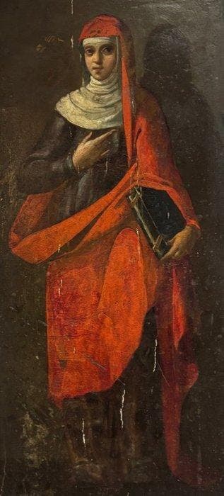 Europäische Schule (XVI-XVI) - Heilige Märtyrerin mit Buch, Antiek en Kunst
