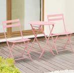 3-delige Roze Bistroset – Opvouwbare Tafel en Stoelen, Tuin en Terras, Tuinstoelen, Verzenden, Nieuw