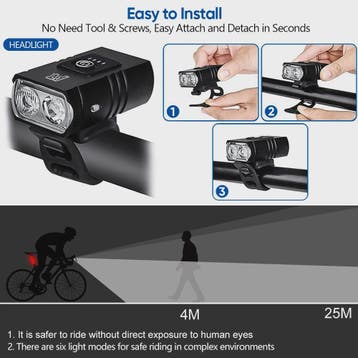 Oplaadbare Fietsverlichting LED Voorlamp Type-C, Waterdicht, Fietsen en Brommers, Fietsaccessoires | Fietsverlichting, Verzenden