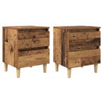 vidaXL Bedkasten met lade 2 pcs Oud Hout 40 x 35 x 50 cm, Minder dan 45 cm, Verzenden, Nieuw, Minder dan 55 cm