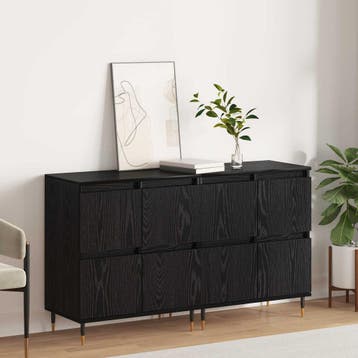 vidaXL Opbergkast 2 st Zwart Eiken 60 x 35 x 70 cm, Minder dan 50 cm, Verzenden, Nieuw, Minder dan 100 cm