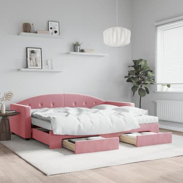 vidaXL Slaapbank met onderschuifbed en lades 90x200 cm, 90 cm, Eenpersoons, Verzenden, Nieuw