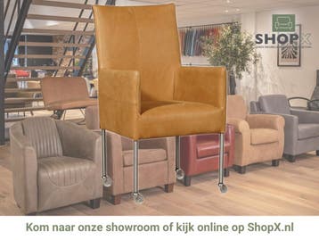 Leren eetkamerstoel Spark - Kenia Cognac (cognac) - Poten, Bruin, Nieuw, Ophalen of Verzenden, Eén
