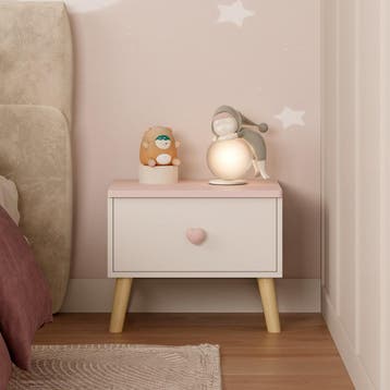 Kindernachtkastje Sandnes 31x38x30 cm wit en roze [en.casa], Verzenden, Nieuw