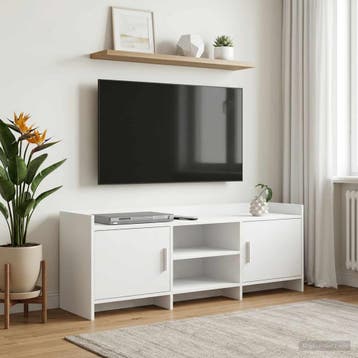 vidaXL TV-kast 130 x 33 x 47 cm Wit Bewerkt hout, Minder dan 50 cm, Verzenden, Nieuw, Minder dan 100 cm