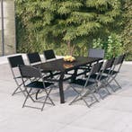 vidaXL 9-delige Tuinset grijs en zwart, Verzenden, Nieuw, 8 zitplaatsen, Rvs