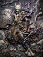 Makayhos - [Canvas] Mewtwo Shogun - Silent Blade, Nieuw