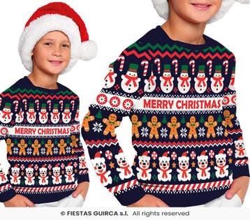 Kerst Sweater Kind Merry Christmas Sneeuwpop Blauw, Ophalen of Verzenden, Nieuw