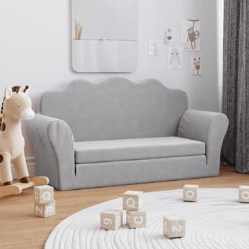 vidaXL Kinderslaapbank 2-zits zacht pluche lichtgrijs, Verzenden, Nieuw
