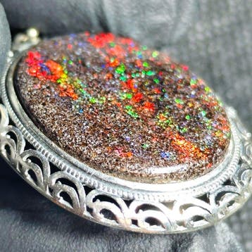 Grote hanger van zilver S925 met Australische opaal Sieraden