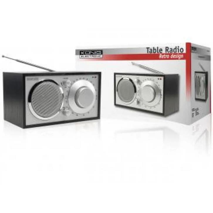 - König Retro Design Tafelradio Zwart, Doe-het-zelf en Verbouw, Elektra en Kabels, Nieuw, Ophalen of Verzenden