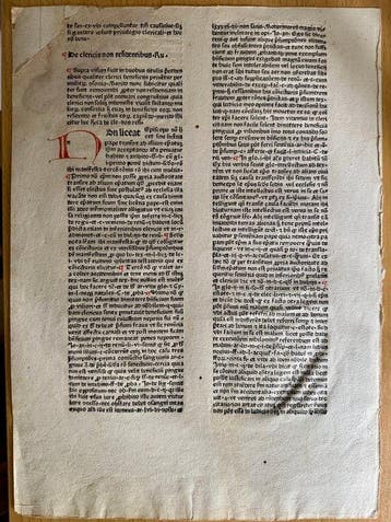 Nicolaus de Tudeschis - Incunabulum Leaf c. 1475–1495 |, Antiek en Kunst, Antiek | Boeken en Bijbels