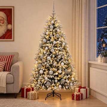 vidaXL Kunstkerstboom met Ballen 240 cm 300 LEDs Warmwit, Verzenden, Nieuw
