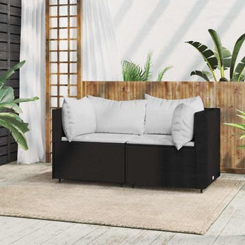 vidaXL Tuinhoekbank met kussens poly rattan zwart, Verzenden, Nieuw