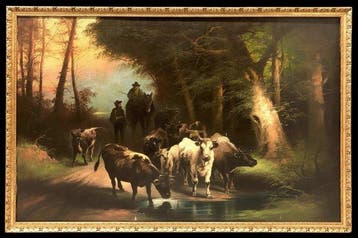 Albert Lugardon (1827-1909) - Drovers at Dawn - XL