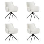 Set van 4 Leren eetkamerstoelen Wave - Toledo Purewhite, Ophalen of Verzenden, Nieuw, Leer