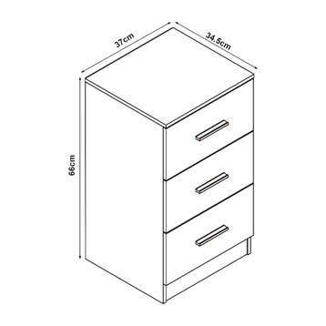 [en.casa] Nachtkastje Aurdal met 3 lades 66x37x34,5 cm zwart, Verzenden, Nieuw
