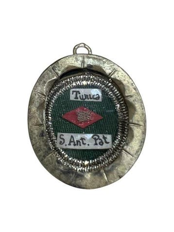 Reliekhouder - Brons, Gouden cartouche, Glas, Textiel - 20e