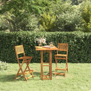 vidaXL 3-delige Tuinbarset massief acaciahout, Verzenden, Nieuw, Hardhout, 2 zitplaatsen