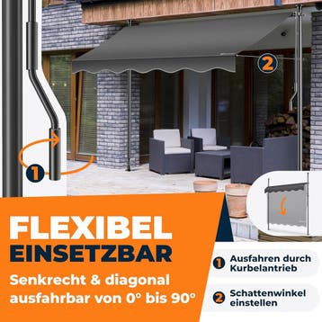 Klemluifel - Balkon luifel - Verticale luifel - 300 cm - Ant, Tuin en Terras, Zonneschermen, Verzenden, Zo goed als nieuw