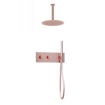 Inbouw regendouche met plafond arm 20cm douchekop mat rosé, Verzenden, Nieuw