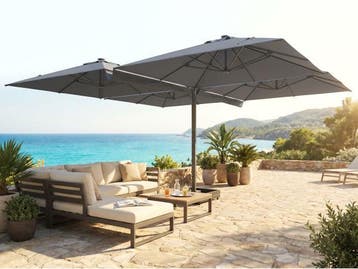 Veiling - Vierdubbele hangende parasol Donkergrijs (4 * 300x, Nieuw