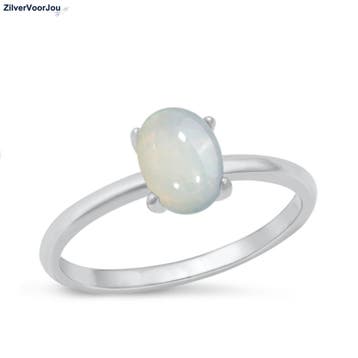 Zilveren witte opaal ring, Verzenden, Nieuw, Zilver